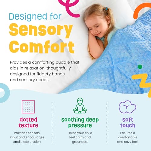 5lb Child's Weighted Blanket - Kids Weighted Blanket 5 Pounds (36" x 48") - Cute Dotted Texture Sensory Blanket - 5 lbs Weight Blanket for Kids Ages 4 to 7 - Machine Washable, Travel Friendly (Blue) - Image 4