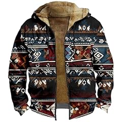 Men's Aztec Print Fleece Hooded Jacket 17