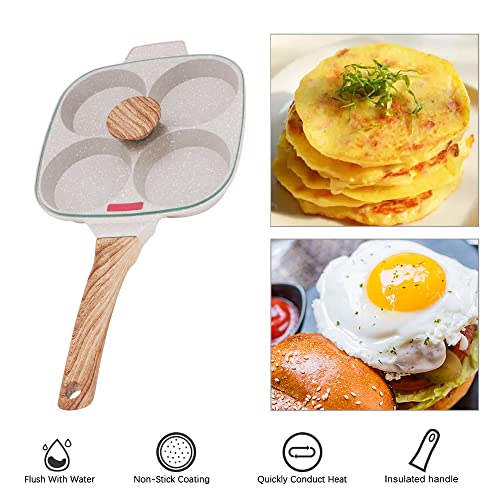 Bobikuke-Sarten-Tortitas-Sarten-Huevos-Poche-de-4-Agujeros-con-Tapa-Sarten-Antiadherente-de-Aluminio-para-Desayuno-Huevos-Fritos-Panqueques-para-Estufas-de-Gas-y-Cocinas-de-Induccion-Blanco