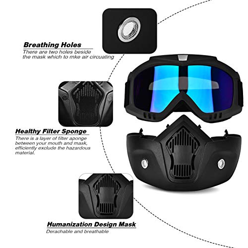 BOLLFO Airsoft Skull Mask Protective Full Face Tactical Mask for CS Airsoft Shooting Halloween Cosplay Cycling Party,Adjustable Windproof Outdoor Anti-Fog Face Mask (Coloful)