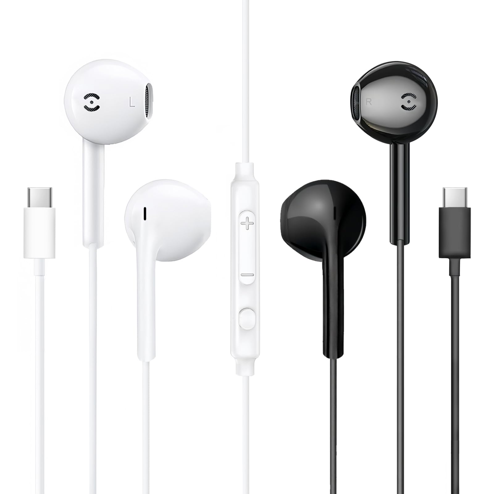 MAS CARNEY 2 Pack USB C Headphones for iPhone 17 16 15, in-Ear Type C Earbuds with Microphone for iPhone 17 16 15 Pro Max, iPad Pro, Samsung Galaxy S26 S25 S24 A53