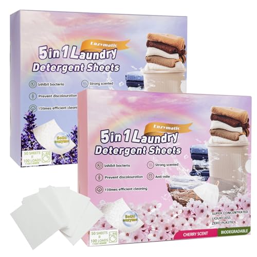 Detergente Ecologico Lavadora - Dos Cajas De Detergente En Tiras De Alta Eficiencia, Cada Caja Puede Lavar 100 Veces, Adecuado Para Lavadoras, Limpieza Profunda, Detergentes Domésticos Esenciales