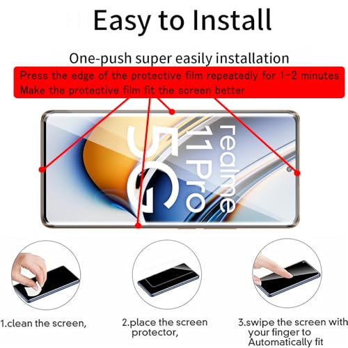Tzstz 3Pcs Tempered Glass Screen Protector for Realme 11 Pro/11 Pro Plus 5G Hardness 9H Anti Scratch Realme 11 Pro/11 Pro+ Screen Protector - Image 2