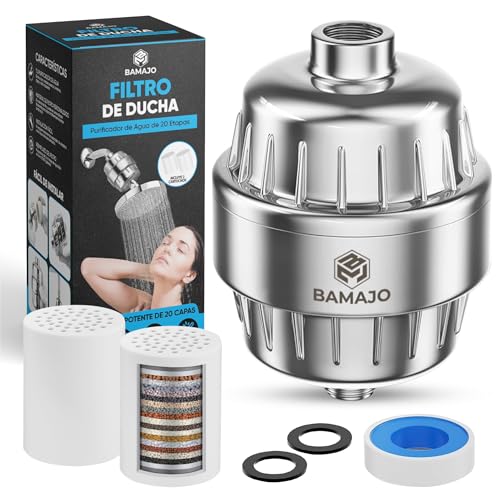BAMAJO© Filtro Ducha 20 Etapas - Set 2 Cartuchos - Filtro Agua Ducha Protege Piel y Cabello Con Vitamina C - Filtro Ducha Antical Elimina Los Metales Pesados - Shower Filter - Filtro Agua Grifo Ducha