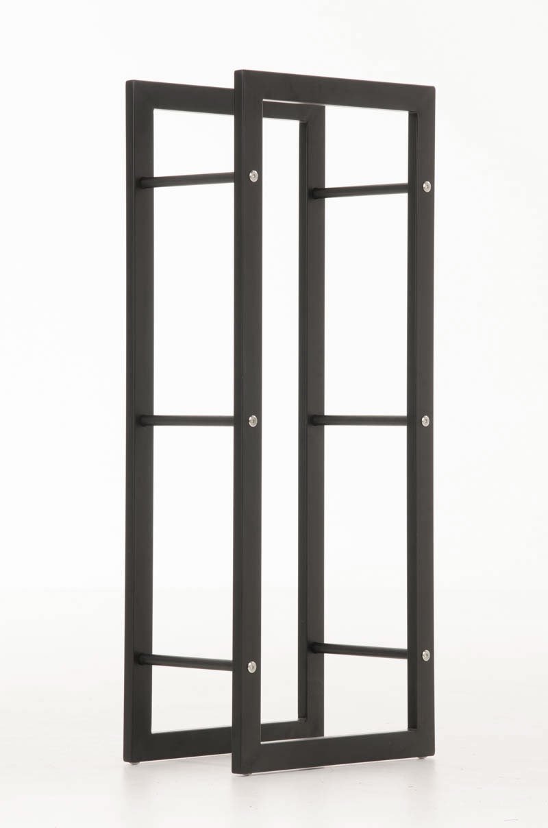 CLP Portalegna Keri in Metallo Nero Opaco I Supporto Legna per Camino in Acciaio Inox I Scaffale Legnaia da Interno Aperto, Dimensione:25x60x100 cm