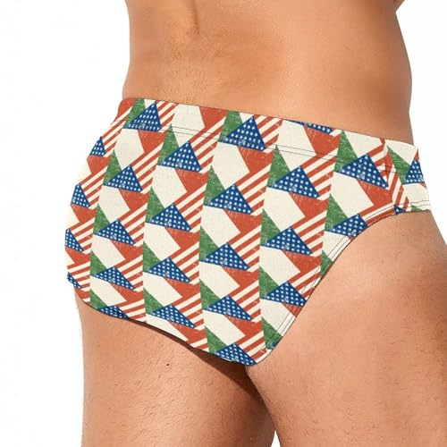 Italy U.S. Flag Printed Swim Briefs for Men Sexy Bikini Swimwear Elastic Beach Trunks Bathing Suit4