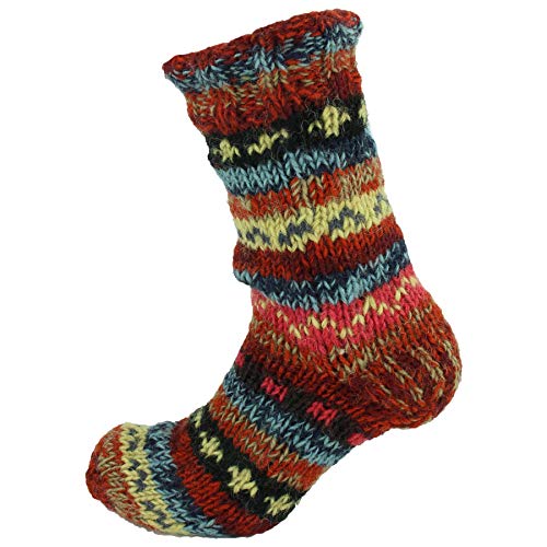 Chaussettes en Laine Doublure Polaire à Motif Rayé Abstrait pour Hiver
