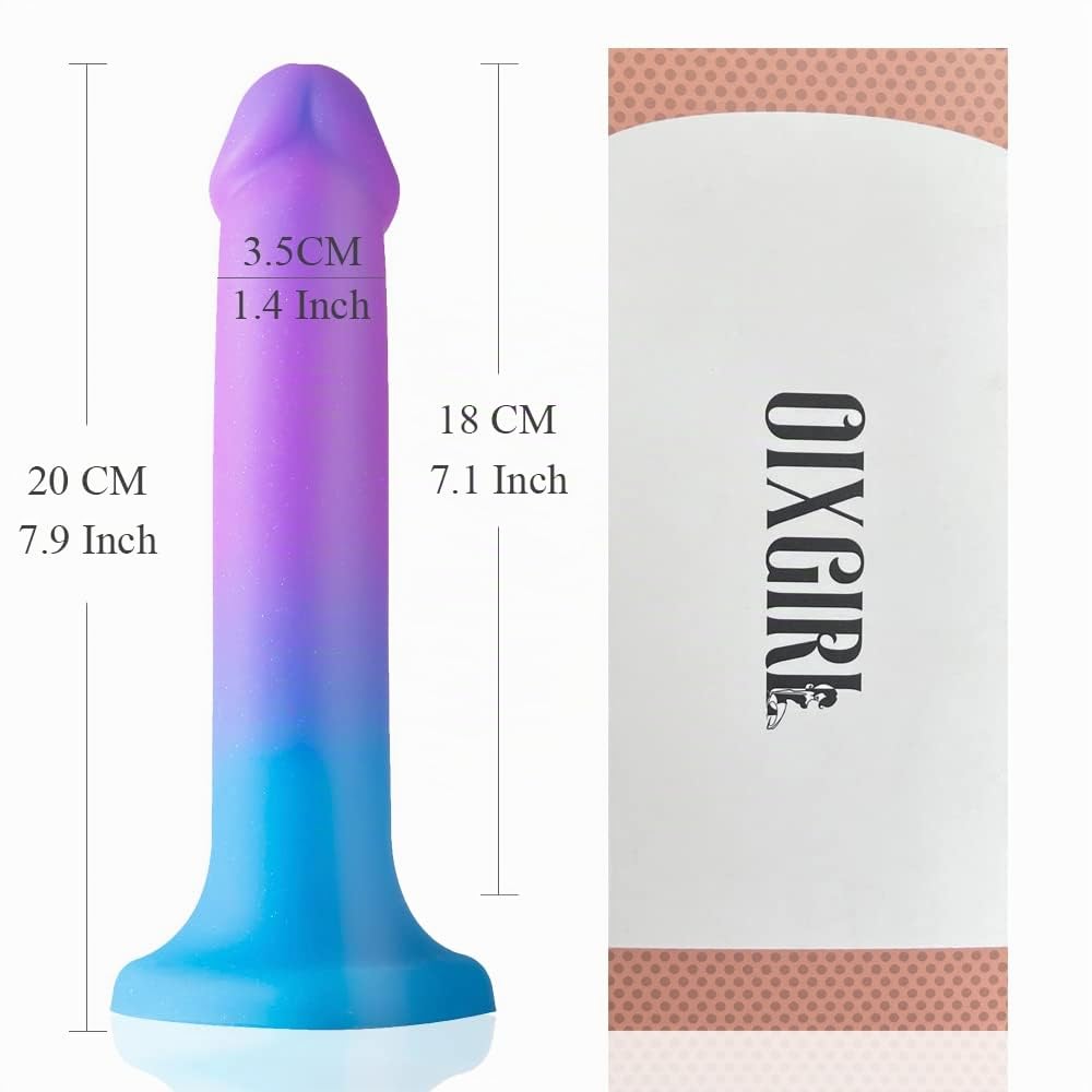 Dildo Anal Realista de 20 cm para el Punto G, Degradado, Ventosa, con Arnés | Silicona Líquida, Ventosa para Uso Manos Libres o Arnés, Placer Vaginal y Anal, Juguetes Sexuales