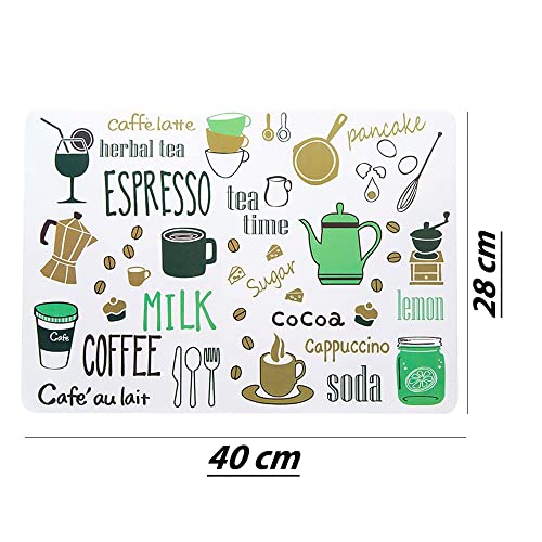 Image of 8 Pieces PVC PlaceMat - Non-Slip, Heat Resistant and Washable Hot Insulation Pad - Modern Waterproof Placemats for Decorations, Dining Table, Kitchen, Restaurant, Hotel (8-Piece, Green)