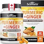Organic Turmeric Curcumin and Ginger - 95% Standardized Curcuminoids with BioPerine Black Pepper Extract for Ultra High Absorption - Natural Joint Support Supplement - Made in Canada - 60 Capsules