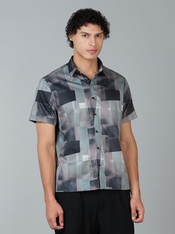 Image of MARK & ALBERT Men's 100% Cotton Printed Half Sleeves Regular Fit Shirt for Men