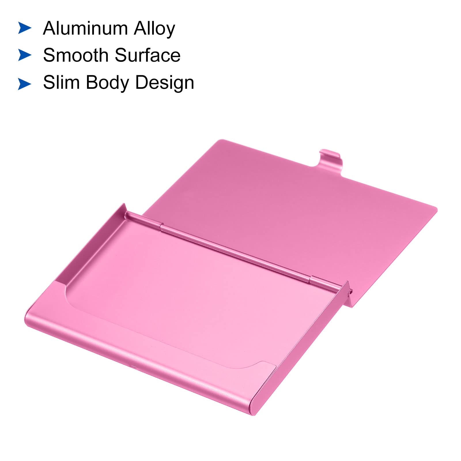 PATIKIL Business Card Holder, Aluminum Alloy Flip Cover Slim Name Cards Case for Women Men Pink - Image 4