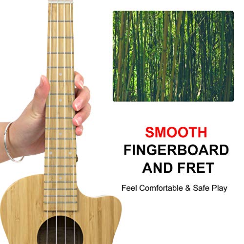 AkLOT Ukulélé ténor tout bambou 26 pouces Cutaway Ukulélé 18:1 Frets Tuner avancé pour professionnel avec sangle de… - Les Beatles, Paul McCartney, John Lennon, RIngo Starr, George Harrison AkLOT Ukulélé ténor tout bambou 26 pouces Cutaway Ukulélé 18:1 Frets Tuner avancé pour professionnel avec sangle de… – Image 7