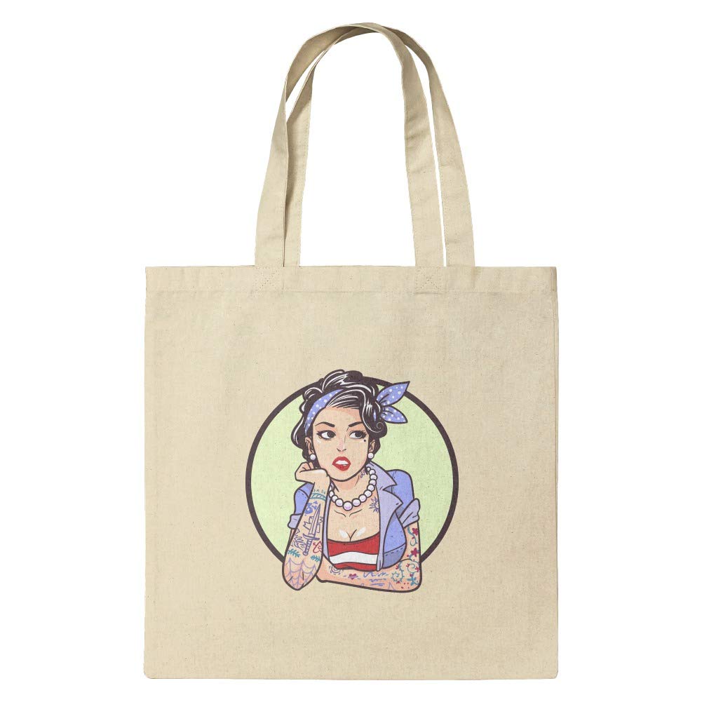 GRAPHICS & MORE Rockabilly Retro Pin Up Girl With Tattoos Grocery Travel Reusable Tote Bag