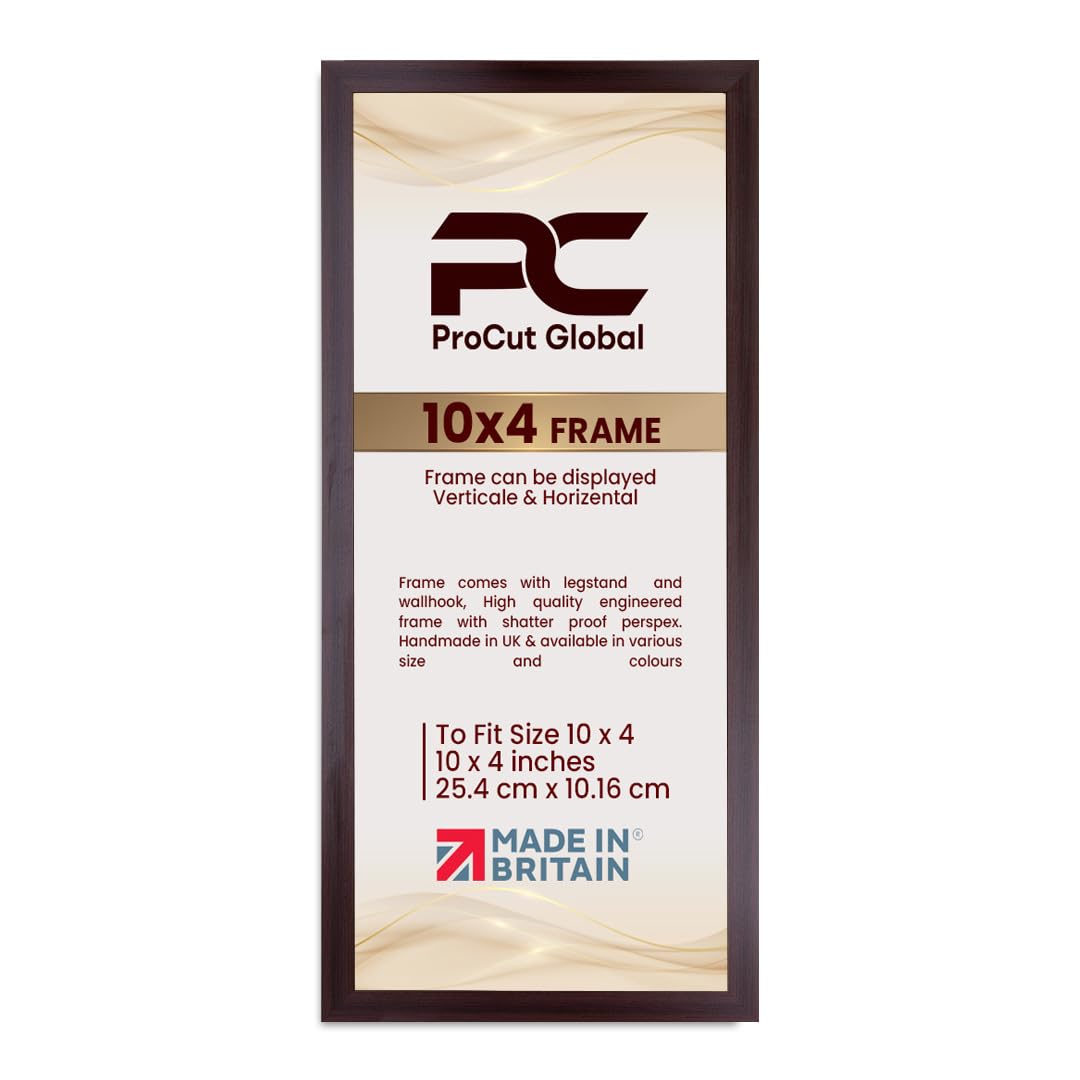 Procut Global 10X4 Rose Wood Picture Frames - Modern Wooden Photo Frame with Shatterproof Perspex for Wall or Tabletop - Perfect for Posters, Certificates, Prints - Sizes & Colors Available