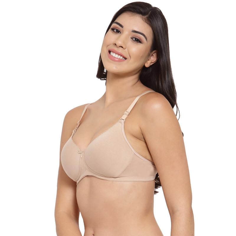 Image of Inner Sense Women's Soft Organic Cotton Bamboo Bra for Women I Comfortable, Padded, Wire Free, Smooth Straps, High Coverage Everyday Tshirt Bra for Women |