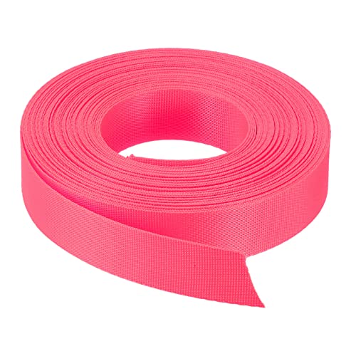 Image of MECCANIXITY Flat Nylon Webbing Strap 1 Inch 15 Yards Bright Rose Red for Backpack Cargo Strap Luggage-rack