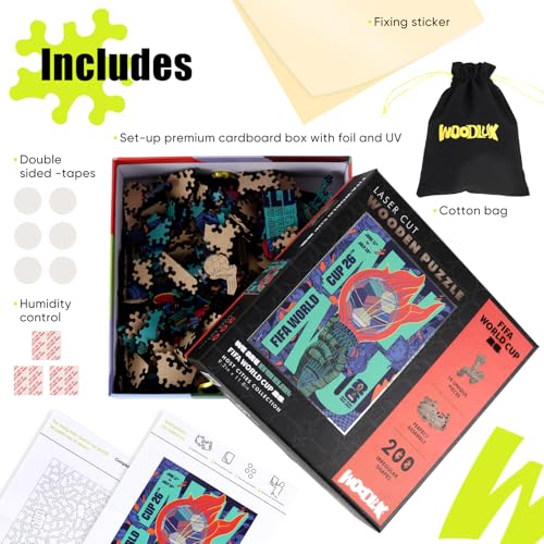 Image of FIFA World Cup 2026 City Puzzle NYNJ Poster - Wooden Puzzle for Adult, 200 Pieces Unique Shape Puzzle, 5MM Thick, Creative Collectible Gift for Fans, Officially Licensed Product, 9.3x11.8''
