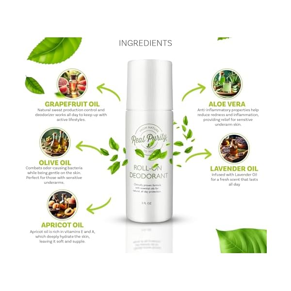 Real Purity, (2 Pack) Roll-On Deodorant