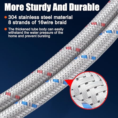 2 Stück Anschlussschlauch Armatur,Wasserhahn Anschluss Verlängerung G3/8 x M10,Panzerschlauch,Armaturenschlauch Verlängerung,Wasserhahn Anschlussschlauch 3/8 Zoll Für Mischbatterie