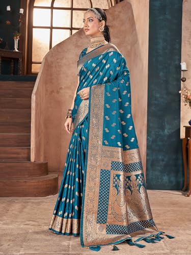 Image of Mehrang Women's Pure Kanjivaram Silk Saree Banarasi Silk Wedding Sarees for Women with Blouse Piece