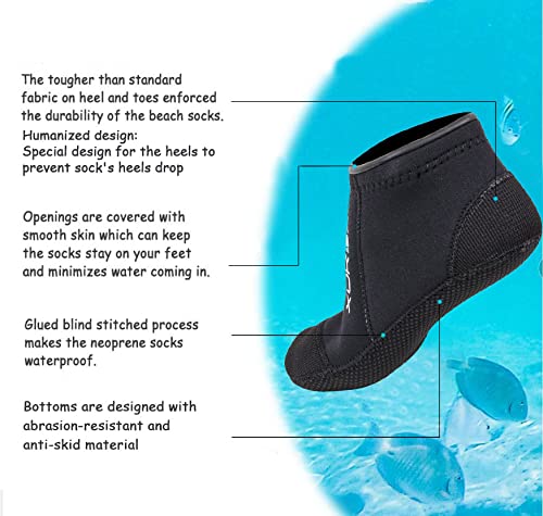 image for XUKER Neoprene Water Socks 3mm, Sand Proof Beach Volleyball Socks Divi