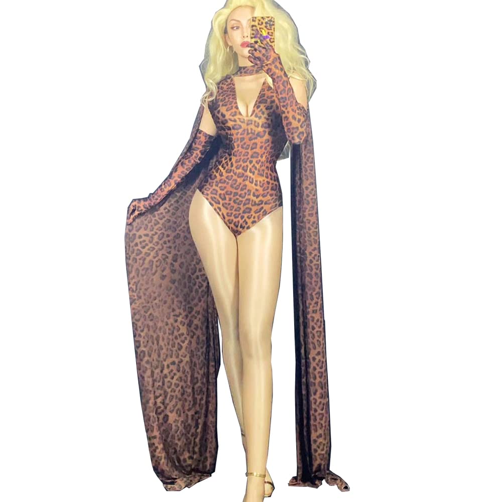 View 1 of *** ONLY INCLUDES GLOVES, NO SUIT IN PACKAGE ***
YUANTONG Leopard Print Bodysuit with Gloves