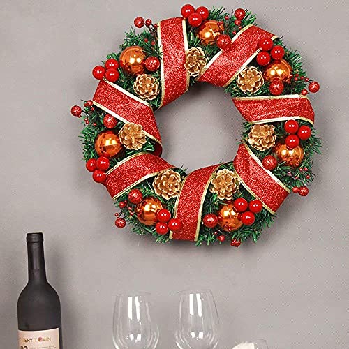 Guirlande Décorative de Noël Haut de Gamme avec Boules et Nœud Élégant