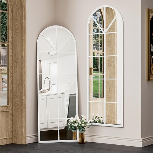 Image of OGCAU Arched Full Length Mirror, 65 inchx22 inch Floor Full Body Mirror, White