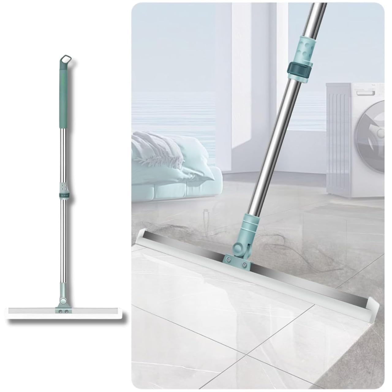 Magic Broom Silicone Floor Wiper – Heavy Duty, Durable & Efficient Floor Cleaning Tool Stainless Steel Extendable Handle Bathroom and Kitchen Squeegee (Silicon Magic Pack 2)-image-41
