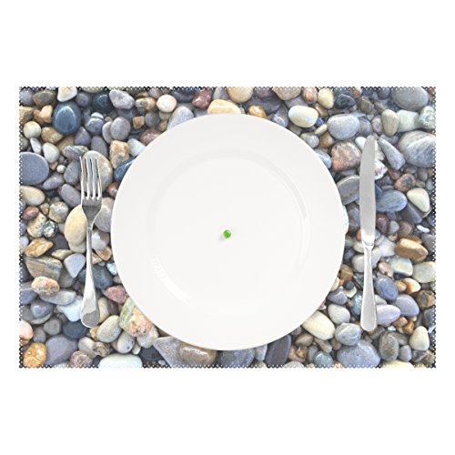 Wihve Placemats Set Of 6, Beach Pebble Stone Place Mats For Kitchen Dining Table Decoration #TOP1