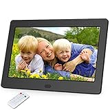 Digital Photo Frame Display Photos with Background Music 1080P Video, Digital Picture Frame with HD IPS 180 Degree Wide Viewing Angle with Remote Control, Support USB SD Slot Black (7 Inch)