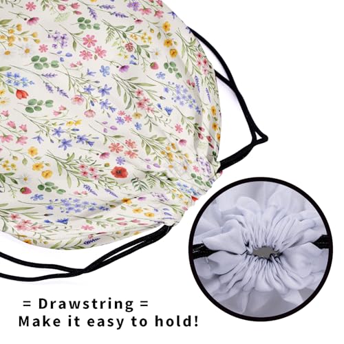 Image of Nerxy Wildflower Grip Bag - Spring Summer Gymnastics Grip Bag Colorful Floral Gymnasts Gym Bag Flower Drawstring Gift Bag Gym Storage Pouch for Sports Party Favors