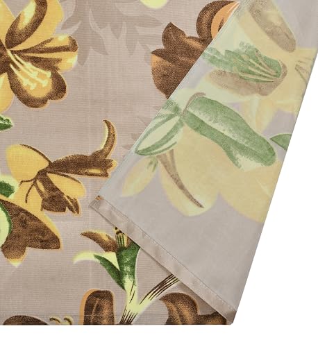 Image of Digital Printed Big Flower Eyelet Polyester Curtains - Brown, 9 Feet, Pack of 2