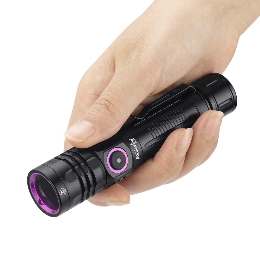 Alonefire SV143 Linterna UV 365nm 10W Profesional Recargable USB C Potente Luz Negra Detector de Orina para Resina, Pesca, Escorpión, Minerales, Pegamento, Ámbar con Gafas Protectoras UV, Batería