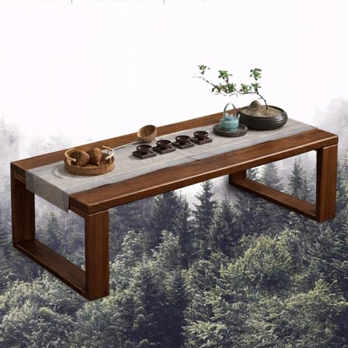 Image of Foldable Japanese Floor Tea Table Minimalist Low Height Wooden Coffee Table Zen Style Solid Wood Living Room Bedroom Hall Garden Table Walnut 80 x 40 x 30