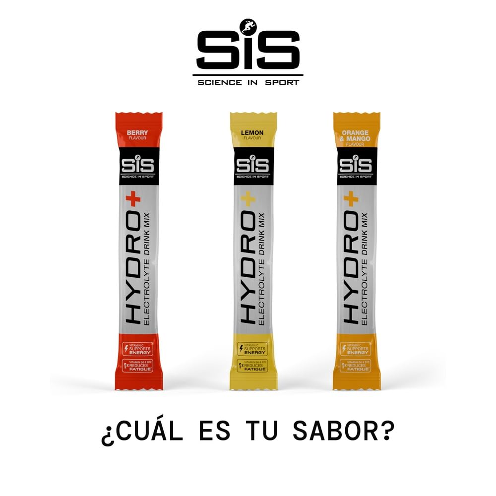 Science in Sport HYDRO+ Electrolyte Drink Mix 20x4,5g Frutos del bosque - Electrolitos en polvo veganos, Bebida deportiva en polvo con vitamina C y 5 electrolitos importantes