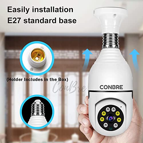 Conbre LightXR 2MP Full HD Indoor Wireless WiFi CCTV Security Camera | Motion Tracking | Two Way Talk | Colored Night Vision | Support Upto 128GB SD Card | Includes E27 Holder 7 514zzfuA+nL