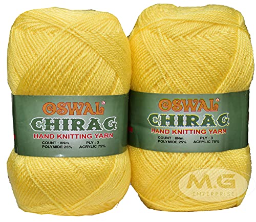 Image of M.G ENTERPRISE Os wal Chirag Kacha Pila (400 gm) Wool Ball Hand Knitting Wool /Art Craft Soft Fingering Crochet Hook Yarn, Needle Knitting Yarn Thread dye N O PQRSTOPP
