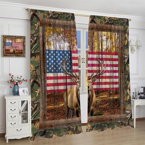 Rideau salon occultant élan drapeau américain en polyester isolant thermique à oeillets - 4