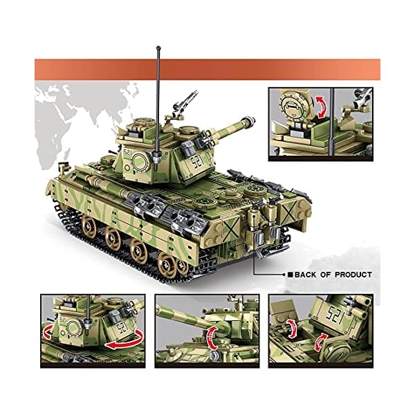 ZXKYZR8 Technics Panzer Modellbausatz, 858 Teile Tarnung Kampfpanzer Militärpanzer Bausteine, Armee Panzer Bausatz… – Bild 3