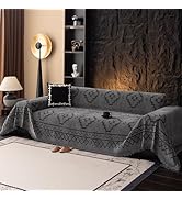 DREAMINGO Grey Chenille Couch Cover 71x118 Inch Thick Non Slip Furniture Protector for Pets Kids ...