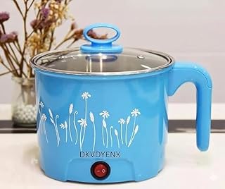 Electric Mini Cooking Pot with Glass Lid & Handle, Multi-Purpose Portable Electric Kettle for Boiling Noodles Soup Milk Tea Eggs, Compact Travel Hot Pot for Home Hostel Office Use