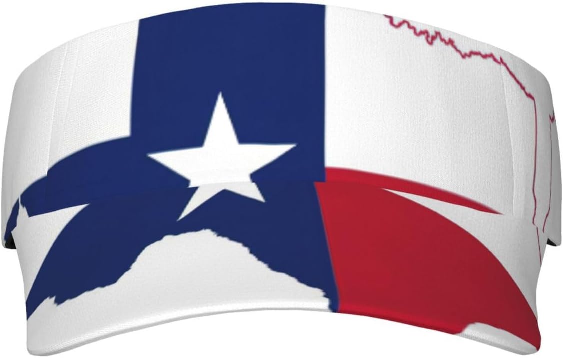 Texas State Flag Map Print Sport Sun Visor Hats Adjustable Empty Top Baseball Cap Ball Caps Sun Hat for Women and Men Black
