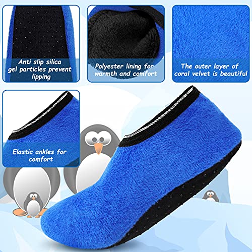 SATINIOR 4 Pairs Kids Non-Slip Slipper Socks Coral Velvet Warm Ankle Socks for Toddlers and Kids3