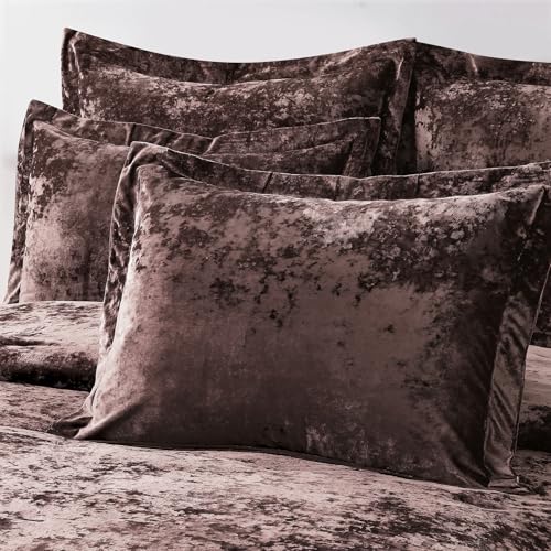 Fredsure Distressed Velvet Comforter Set, 5 Pieces Brown King, Distressed Velvet Face and Brushed Microfiber Reverse by Fredsure - Image 4