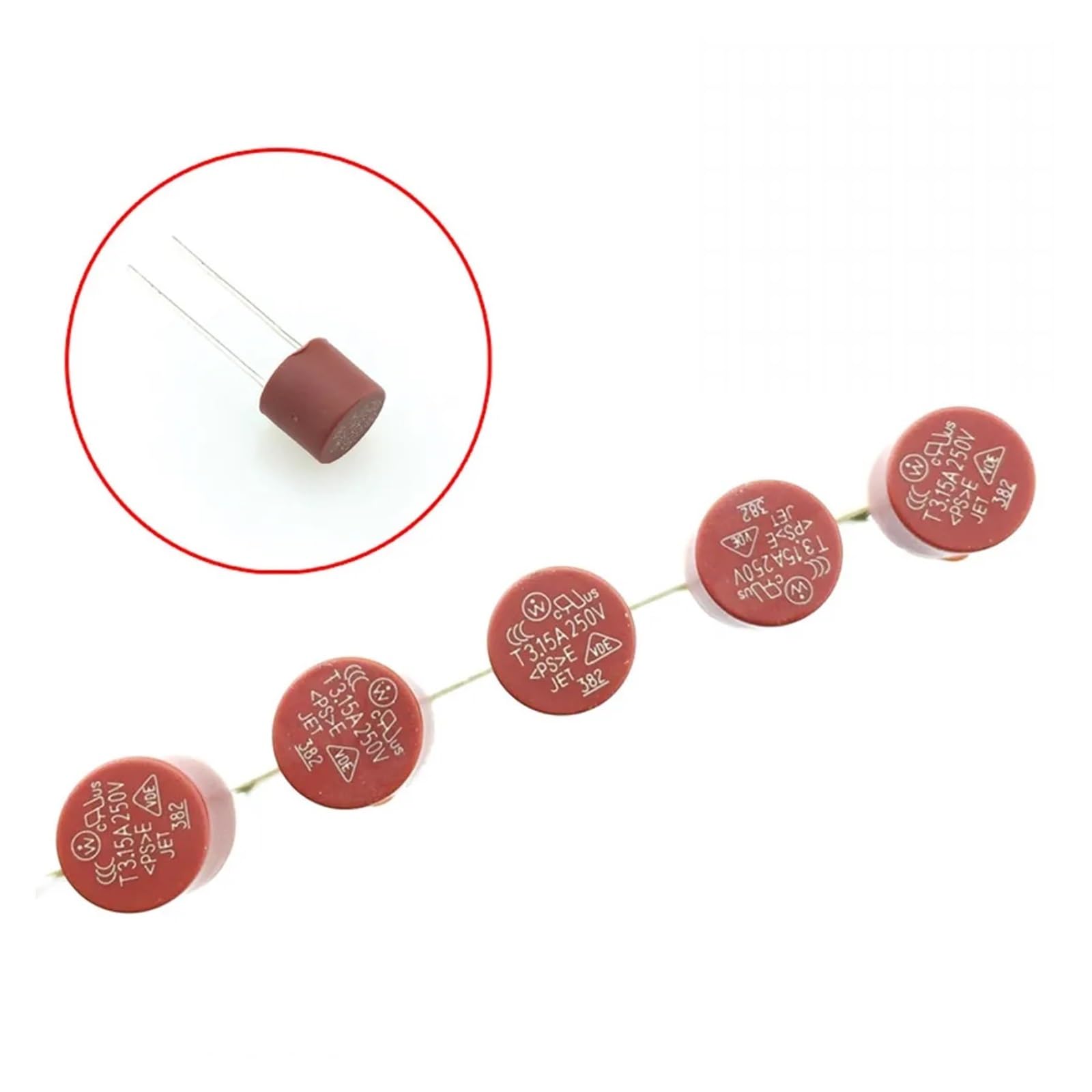 Fusible redondo cuadrado T0.5A T0.8A T1A T2.5A T3.15A T4A T5A T6.3A T8A T10A 250V LCD TV Placa de alimentación(T3.15A,Round Fuse,10 Pcs)