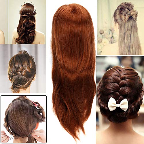 Foto von YORKING 30 '' Frisierkopf Trainingsköpfe Übungskopf Salon Praxis Kopf Friseur Kopf Puppenkopf DIY Schönheit Make-up Haarschnitt Lehre Menschenhaar Modell mit Halterung