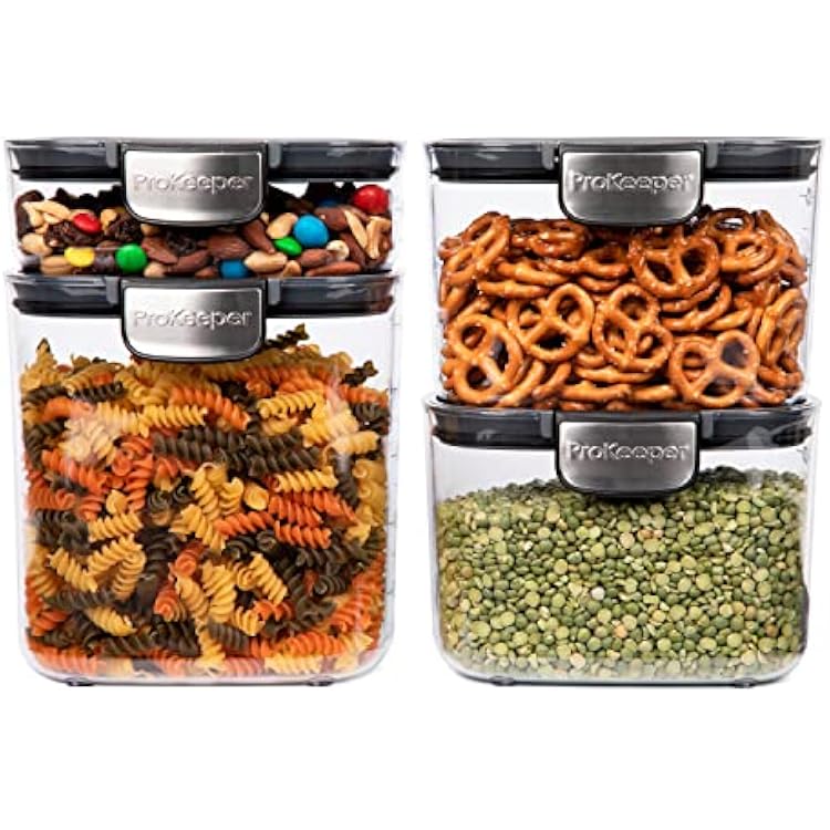 Progressive International ProKeeper+ 4-Piece Clear Plastic Modular Airtight Pantry Food/Snack Kitchen Storage Organization Container Canister Set