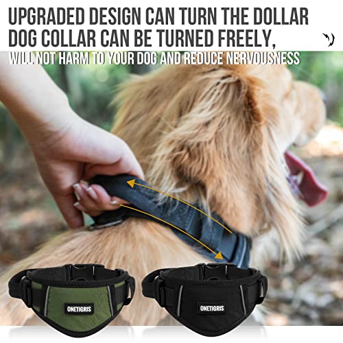 Onetigris Reflective Dog Collar Bandana For Medium Large Dog, Tactical Personalized Dog Collar With Handle Lightweight Quick Release Buckle Military Styled Neckerchief #TOP6